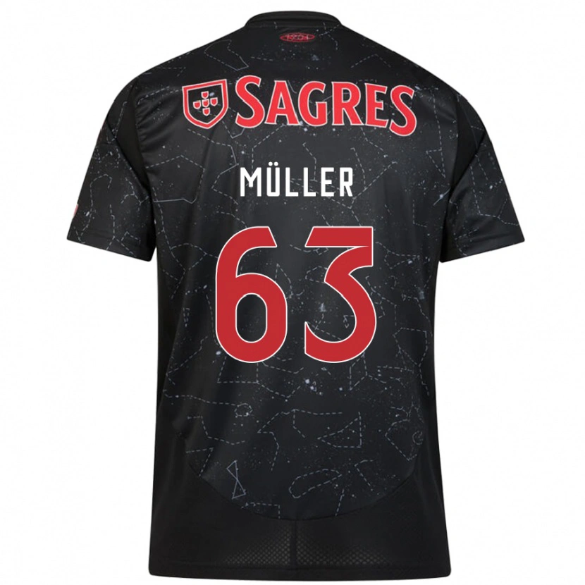 Danxen Enfant Maillot José Müller #63 Noir Rouge Tenues Extérieur 2024/25 T-Shirt