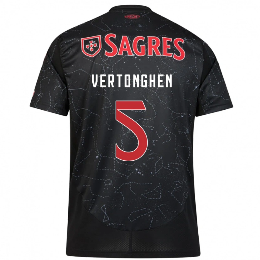 Danxen Enfant Maillot Jan Vertonghen #5 Noir Rouge Tenues Extérieur 2024/25 T-Shirt