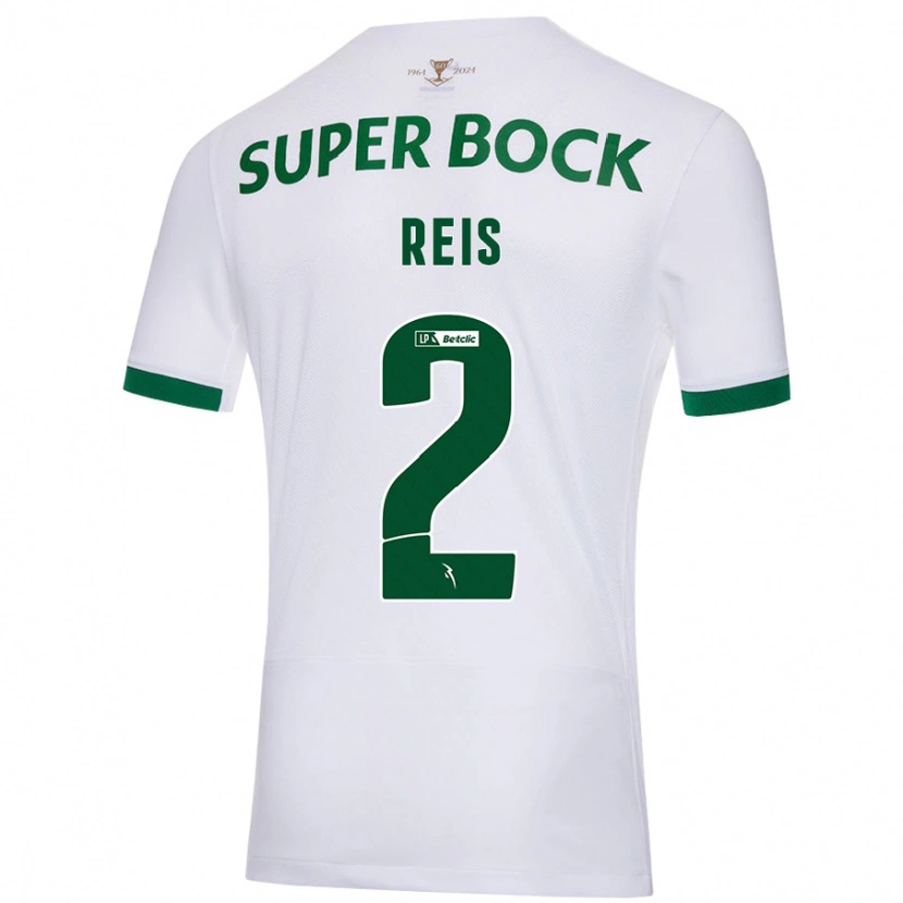 Danxen Enfant Maillot Matheus Reis #2 Blanc Vert Tenues Extérieur 2024/25 T-Shirt