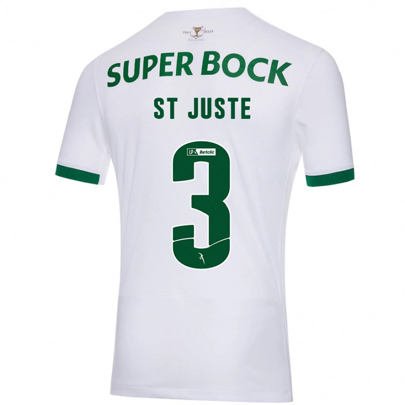 Danxen Enfant Maillot Jerry St. Juste #3 Blanc Vert Tenues Extérieur 2024/25 T-Shirt