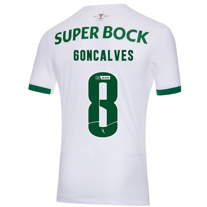 Danxen Enfant Maillot Pedro Gonçalves #8 Blanc Vert Tenues Extérieur 2024/25 T-Shirt