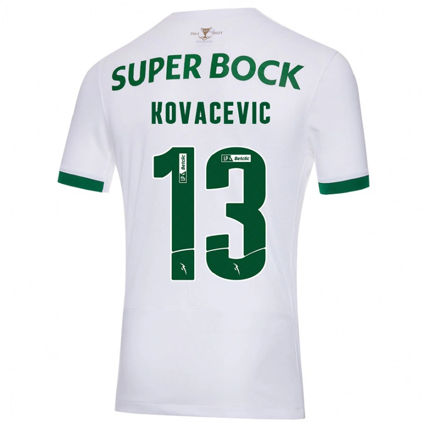 Danxen Enfant Maillot Vladan Kovacevic #13 Blanc Vert Tenues Extérieur 2024/25 T-Shirt