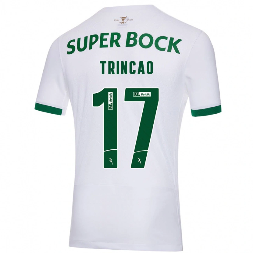 Danxen Enfant Maillot Trincão #17 Blanc Vert Tenues Extérieur 2024/25 T-Shirt