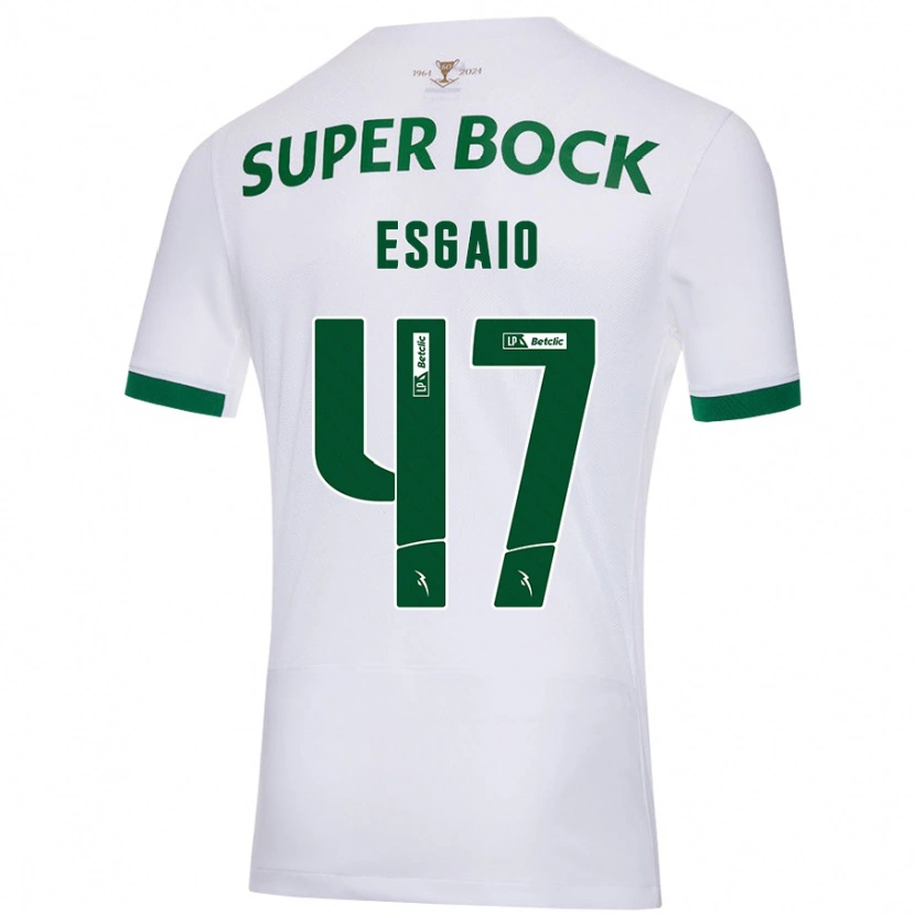 Danxen Enfant Maillot Ricardo Esgaio #47 Blanc Vert Tenues Extérieur 2024/25 T-Shirt