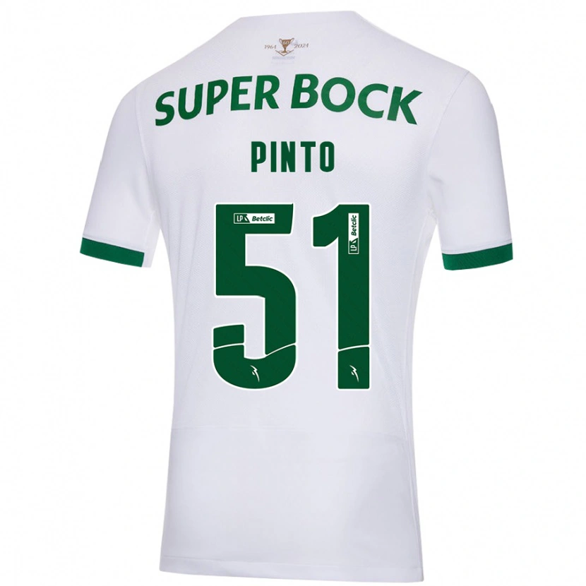 Danxen Enfant Maillot Diogo Pinto #51 Blanc Vert Tenues Extérieur 2024/25 T-Shirt