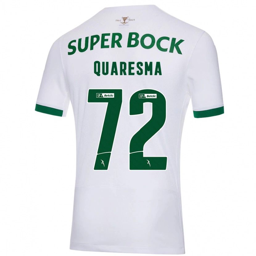 Danxen Enfant Maillot Eduardo Quaresma #72 Blanc Vert Tenues Extérieur 2024/25 T-Shirt