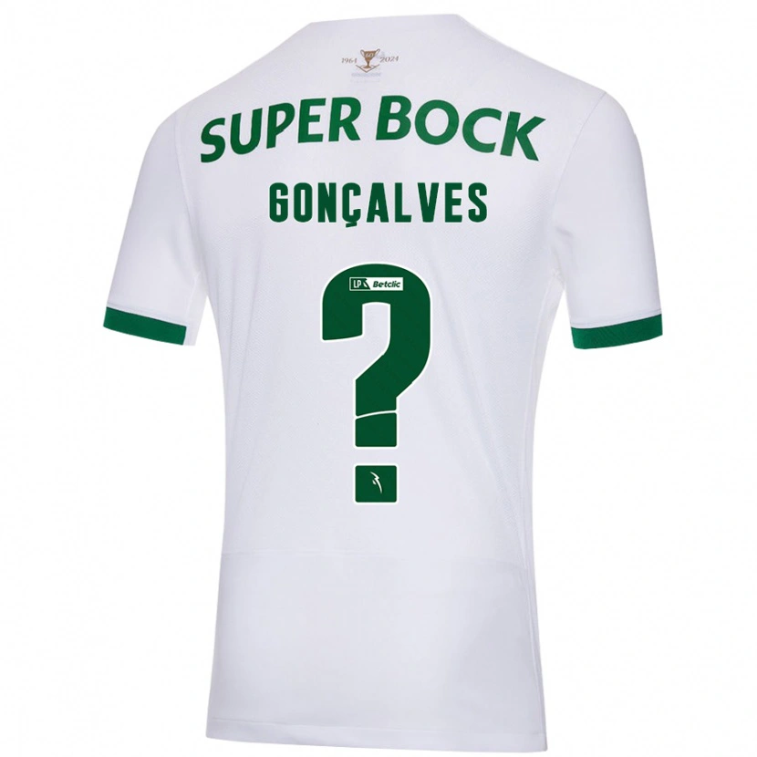 Danxen Enfant Maillot Flávio Gonçalves #0 Blanc Vert Tenues Extérieur 2024/25 T-Shirt