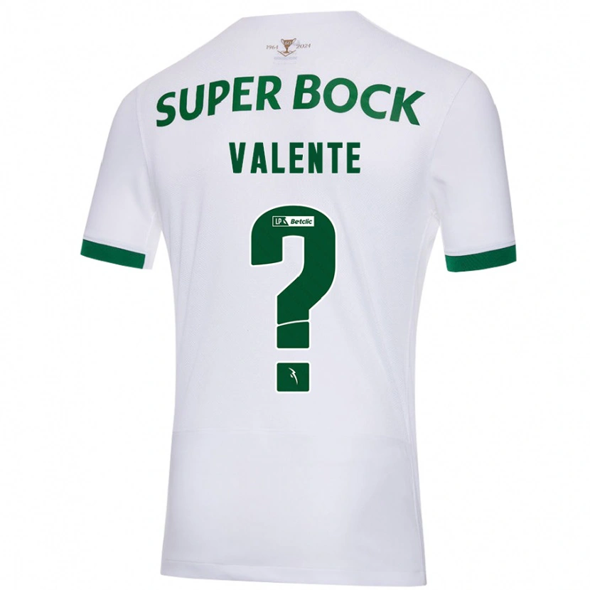 Danxen Enfant Maillot João Valente #0 Blanc Vert Tenues Extérieur 2024/25 T-Shirt