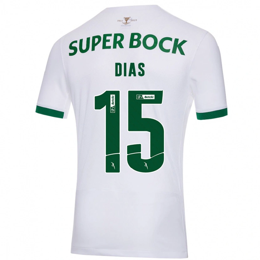 Danxen Enfant Maillot Rodrigo Dias #15 Blanc Vert Tenues Extérieur 2024/25 T-Shirt