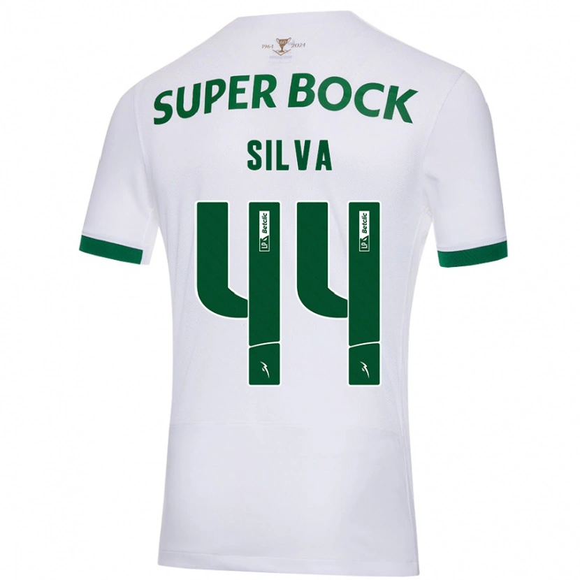 Danxen Enfant Maillot Pedro Silva #44 Blanc Vert Tenues Extérieur 2024/25 T-Shirt