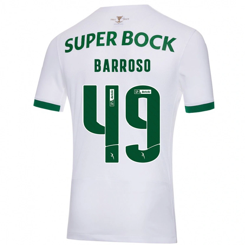 Danxen Enfant Maillot Leonardo Barroso #49 Blanc Vert Tenues Extérieur 2024/25 T-Shirt