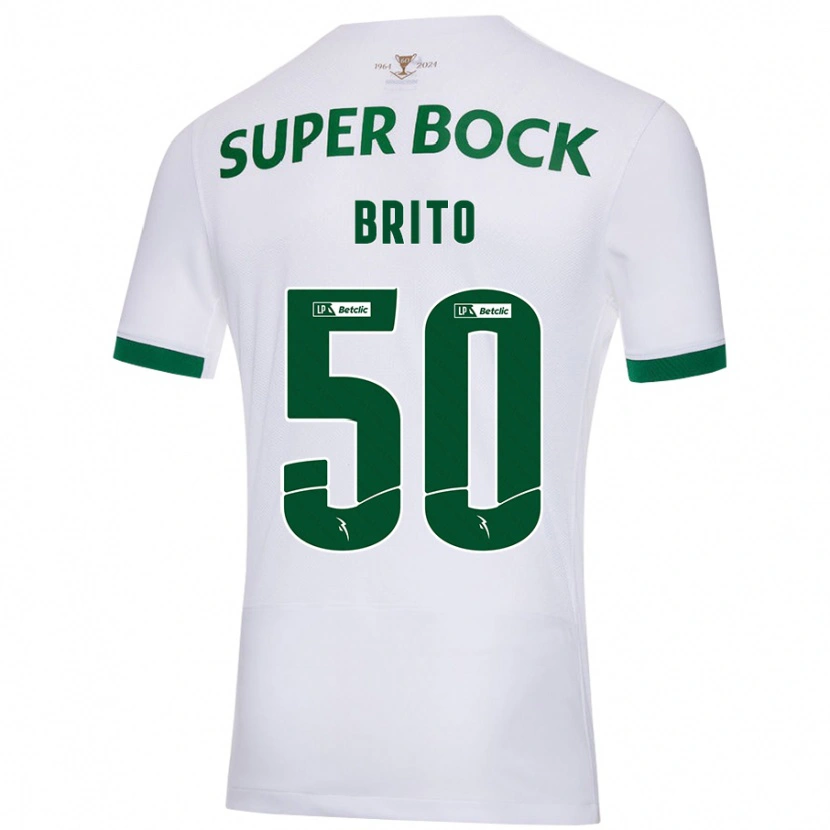 Danxen Enfant Maillot Alexandre Brito #50 Blanc Vert Tenues Extérieur 2024/25 T-Shirt