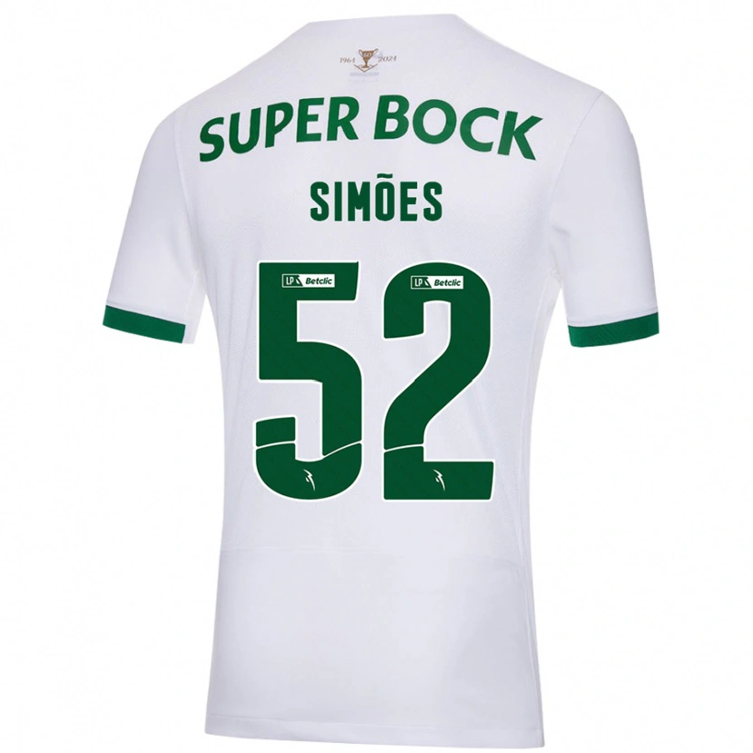 Danxen Enfant Maillot João Simões #52 Blanc Vert Tenues Extérieur 2024/25 T-Shirt