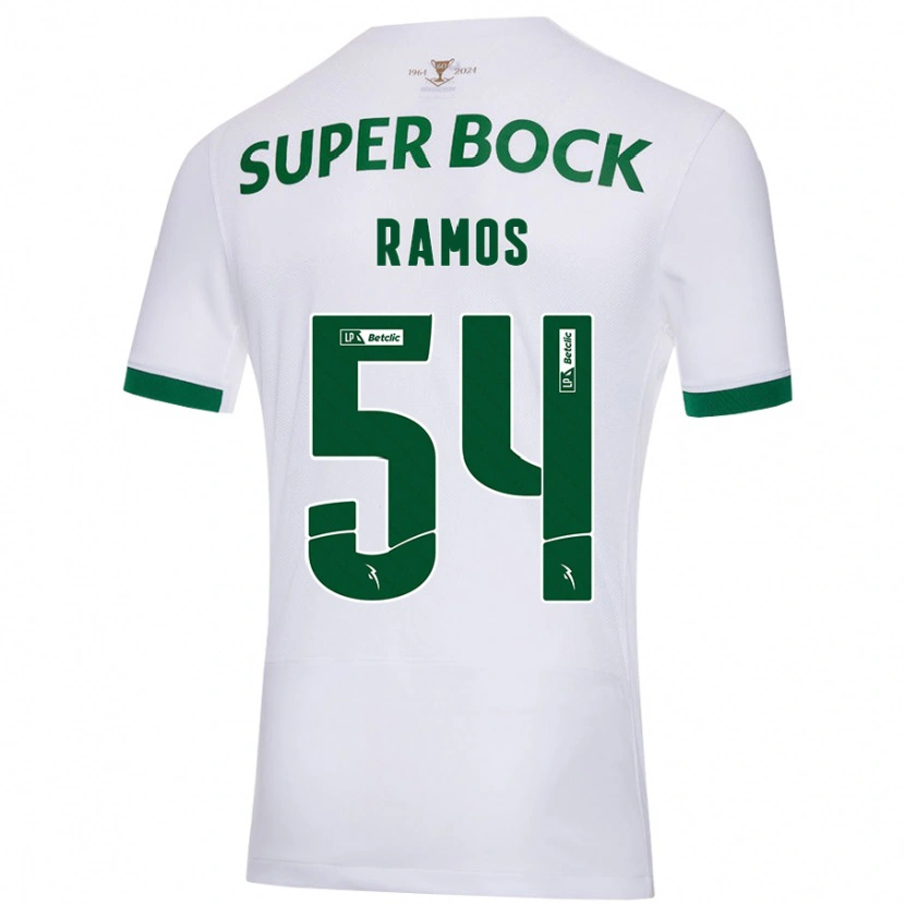 Danxen Enfant Maillot Bruno Ramos #54 Blanc Vert Tenues Extérieur 2024/25 T-Shirt