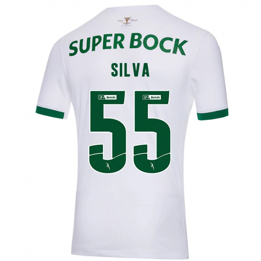 Danxen Enfant Maillot José Silva #55 Blanc Vert Tenues Extérieur 2024/25 T-Shirt