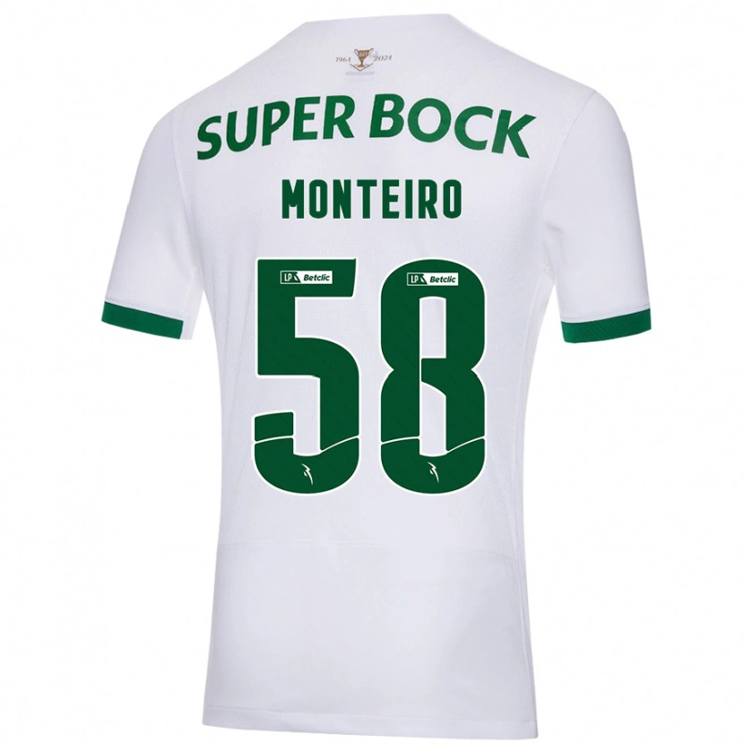 Danxen Enfant Maillot David Monteiro #58 Blanc Vert Tenues Extérieur 2024/25 T-Shirt