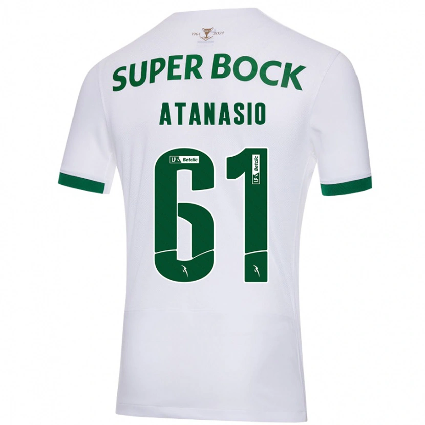 Danxen Enfant Maillot Atanásio #61 Blanc Vert Tenues Extérieur 2024/25 T-Shirt