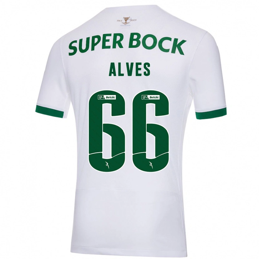 Danxen Enfant Maillot Miguel Alves #66 Blanc Vert Tenues Extérieur 2024/25 T-Shirt