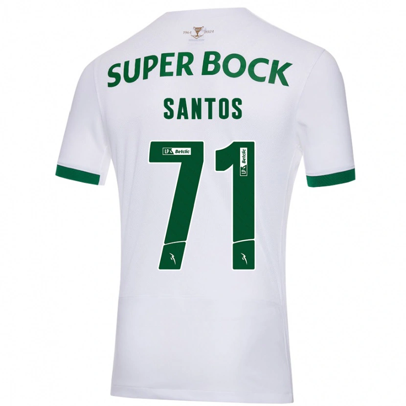 Danxen Enfant Maillot Denilson Santos #71 Blanc Vert Tenues Extérieur 2024/25 T-Shirt