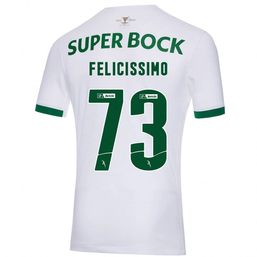 Danxen Enfant Maillot Eduardo Felicíssimo #73 Blanc Vert Tenues Extérieur 2024/25 T-Shirt