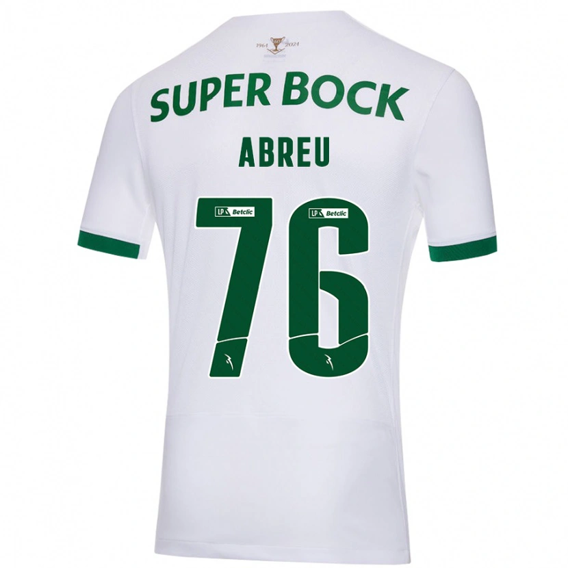 Danxen Enfant Maillot Diogo Abreu #76 Blanc Vert Tenues Extérieur 2024/25 T-Shirt