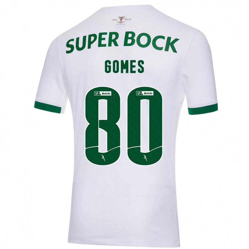 Danxen Enfant Maillot Luís Gomes #80 Blanc Vert Tenues Extérieur 2024/25 T-Shirt