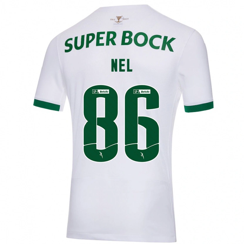 Danxen Enfant Maillot Rafael Nel #86 Blanc Vert Tenues Extérieur 2024/25 T-Shirt