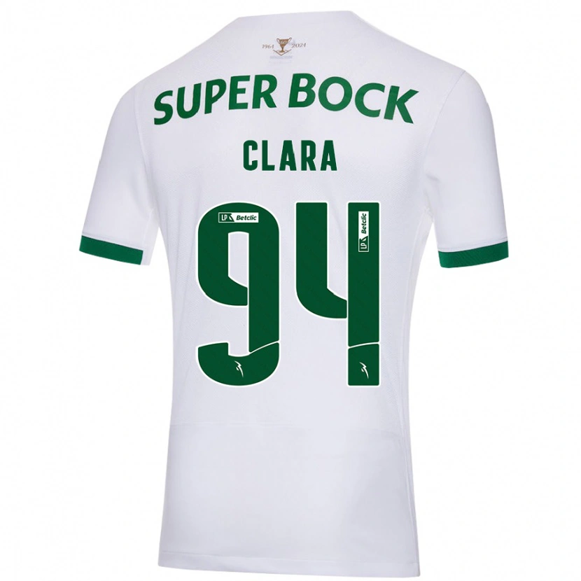 Danxen Enfant Maillot Diogo Clara #94 Blanc Vert Tenues Extérieur 2024/25 T-Shirt