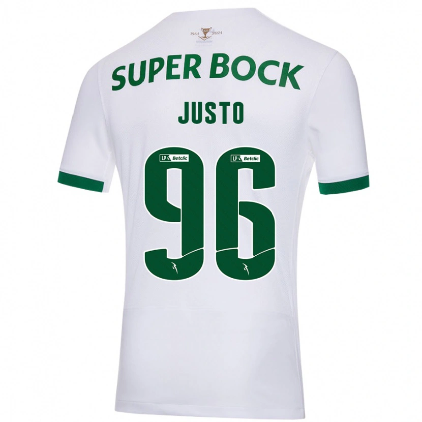 Danxen Enfant Maillot Samuel Justo #96 Blanc Vert Tenues Extérieur 2024/25 T-Shirt