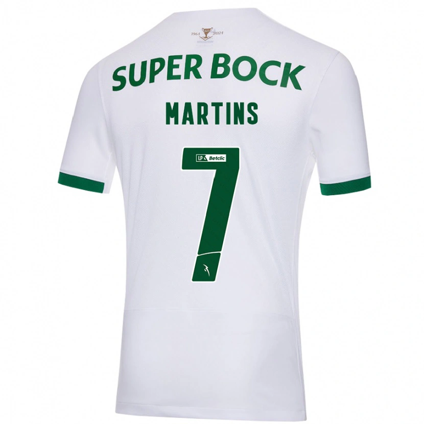 Danxen Enfant Maillot Joana Martins #7 Blanc Vert Tenues Extérieur 2024/25 T-Shirt