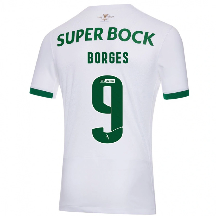 Danxen Enfant Maillot Ana Borges #9 Blanc Vert Tenues Extérieur 2024/25 T-Shirt