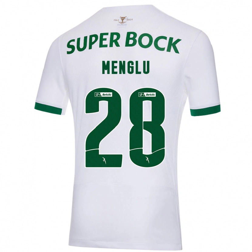 Danxen Enfant Maillot Shen Menglu #28 Blanc Vert Tenues Extérieur 2024/25 T-Shirt