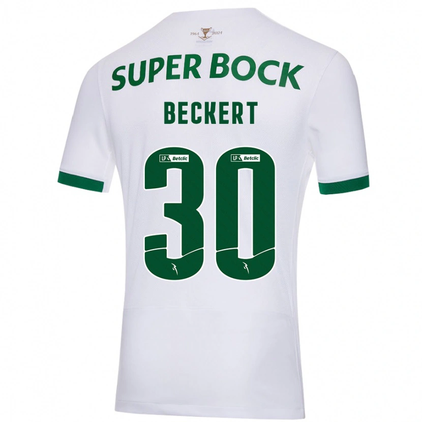 Danxen Enfant Maillot Carolina Beckert #30 Blanc Vert Tenues Extérieur 2024/25 T-Shirt