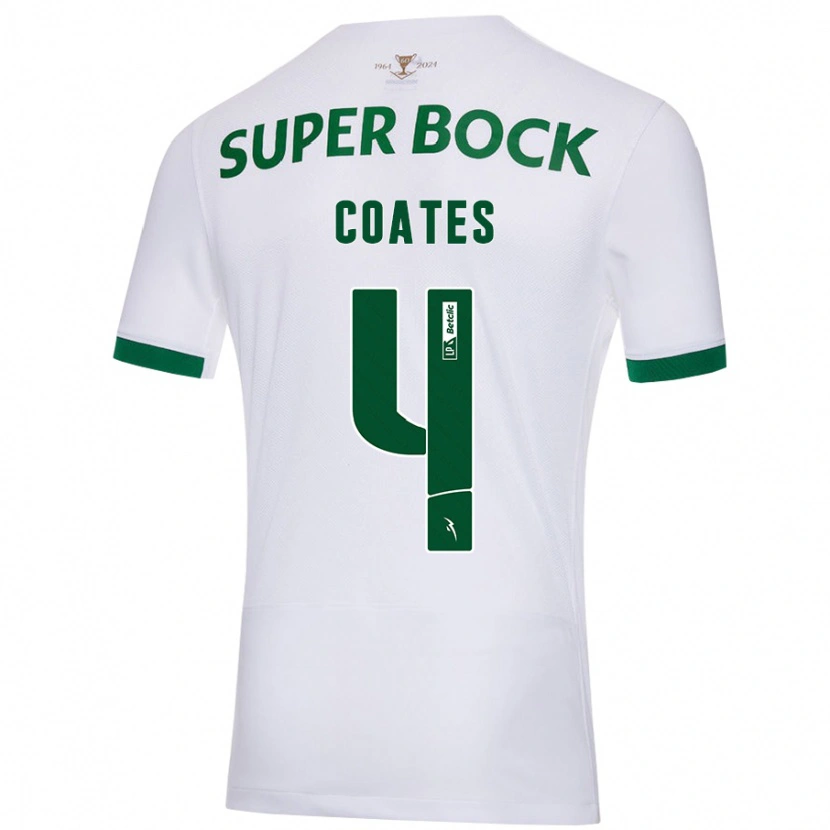 Danxen Enfant Maillot Sebastián Coates #4 Blanc Vert Tenues Extérieur 2024/25 T-Shirt