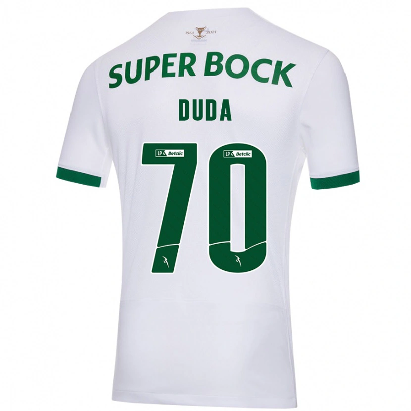 Danxen Enfant Maillot Dudá #70 Blanc Vert Tenues Extérieur 2024/25 T-Shirt