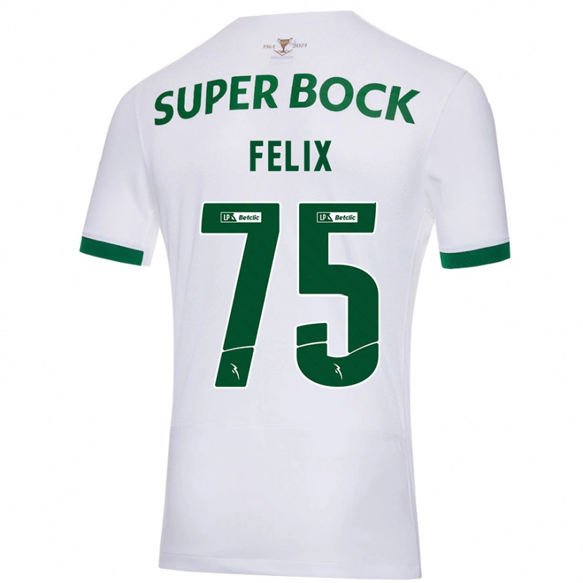 Danxen Enfant Maillot Vando Félix #75 Blanc Vert Tenues Extérieur 2024/25 T-Shirt