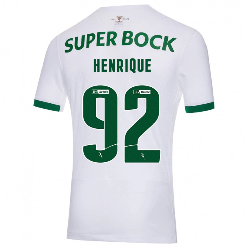 Danxen Enfant Maillot Eduardo Henrique #92 Blanc Vert Tenues Extérieur 2024/25 T-Shirt