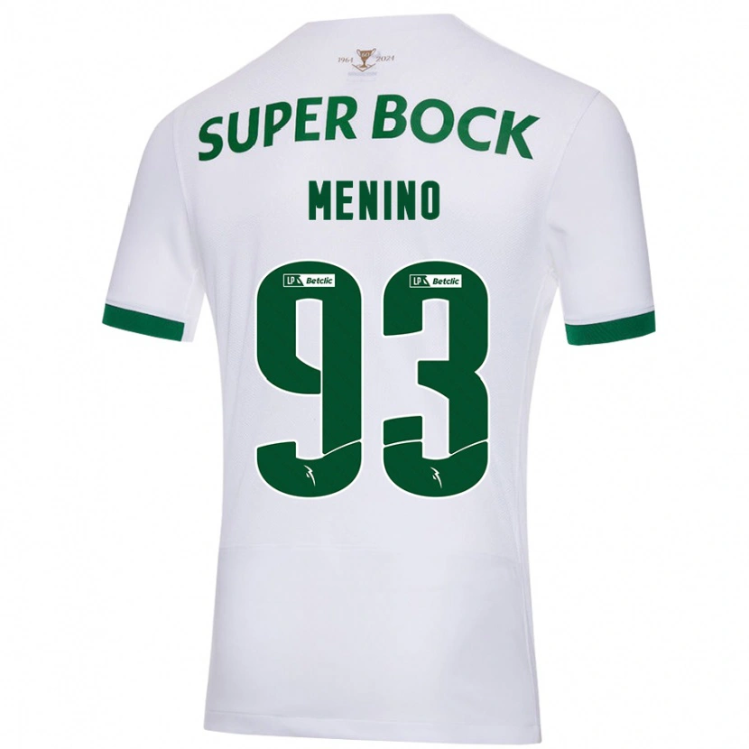 Danxen Enfant Maillot Miguel Menino #93 Blanc Vert Tenues Extérieur 2024/25 T-Shirt