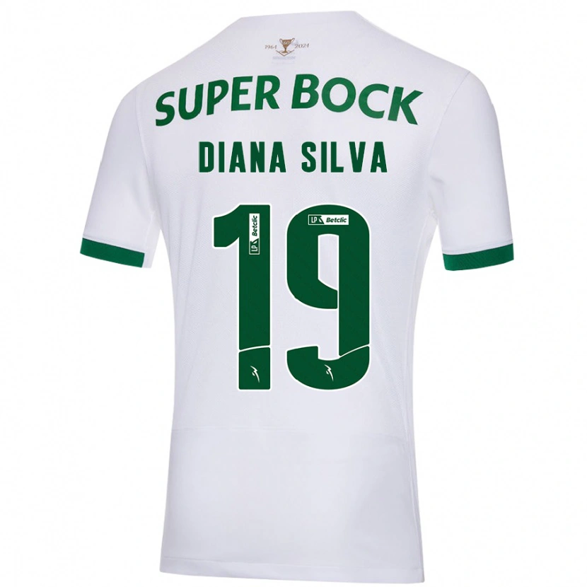 Danxen Enfant Maillot Diana Micaela Abreu De Sousa E Silva #19 Blanc Vert Tenues Extérieur 2024/25 T-Shirt