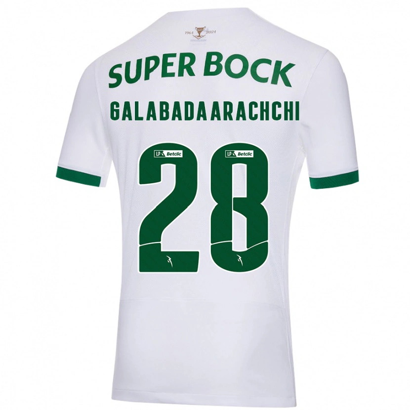 Danxen Enfant Maillot Jacinta Galabadaarachchi #28 Blanc Vert Tenues Extérieur 2024/25 T-Shirt