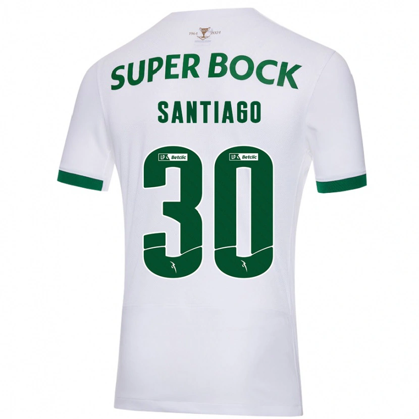 Danxen Enfant Maillot Carolina Santiago #30 Blanc Vert Tenues Extérieur 2024/25 T-Shirt