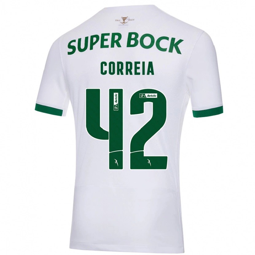 Danxen Enfant Maillot Leonete Maísa Nozerand Correia #42 Blanc Vert Tenues Extérieur 2024/25 T-Shirt