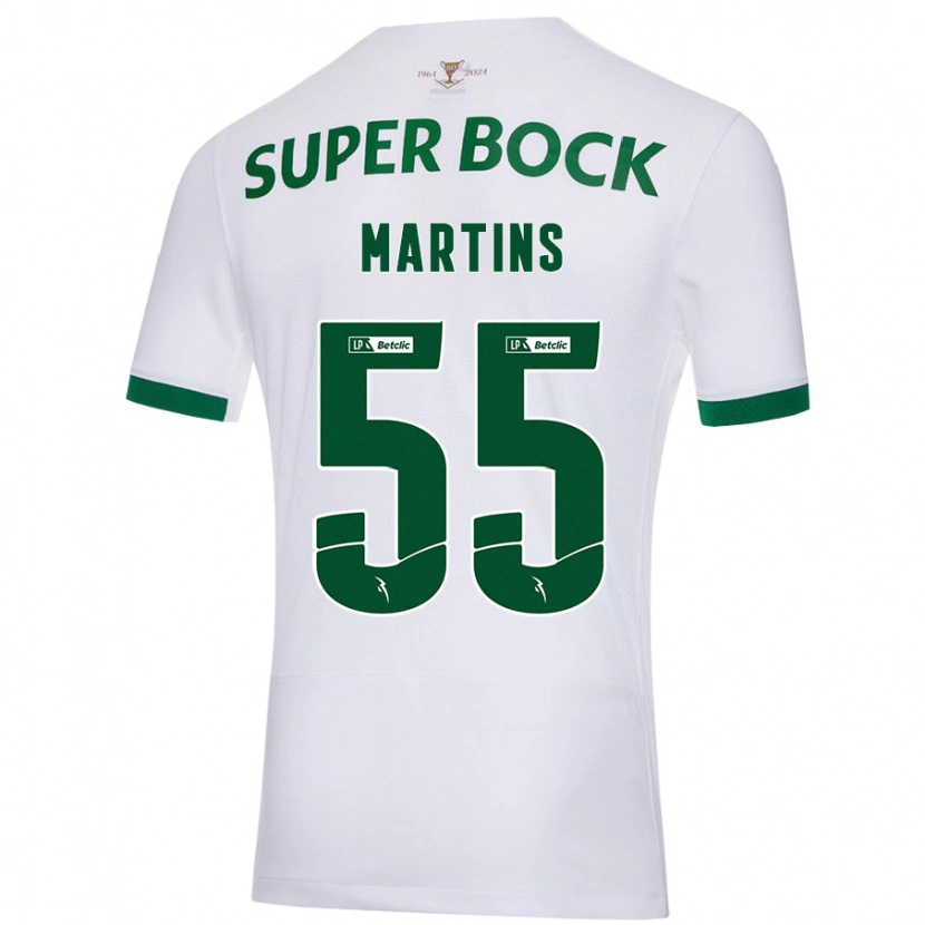 Danxen Enfant Maillot Carolina Martins #55 Blanc Vert Tenues Extérieur 2024/25 T-Shirt