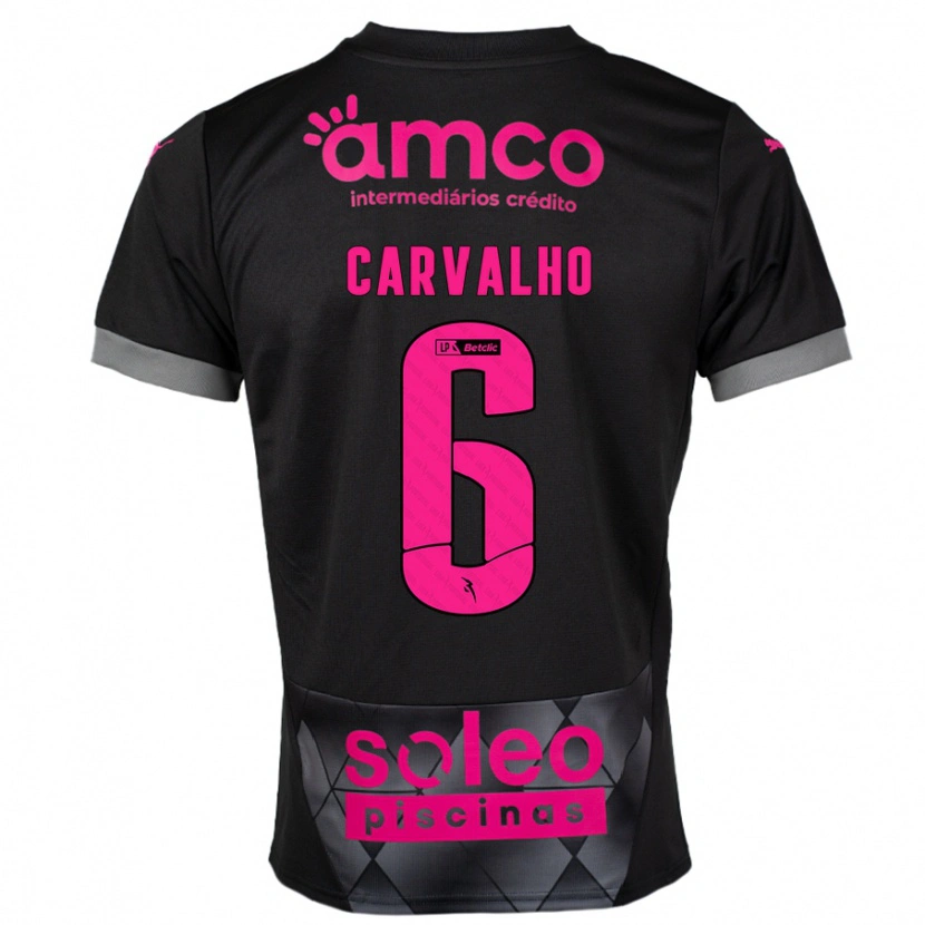 Danxen Enfant Maillot Vitor Carvalho #6 Noir Rose Tenues Extérieur 2024/25 T-Shirt