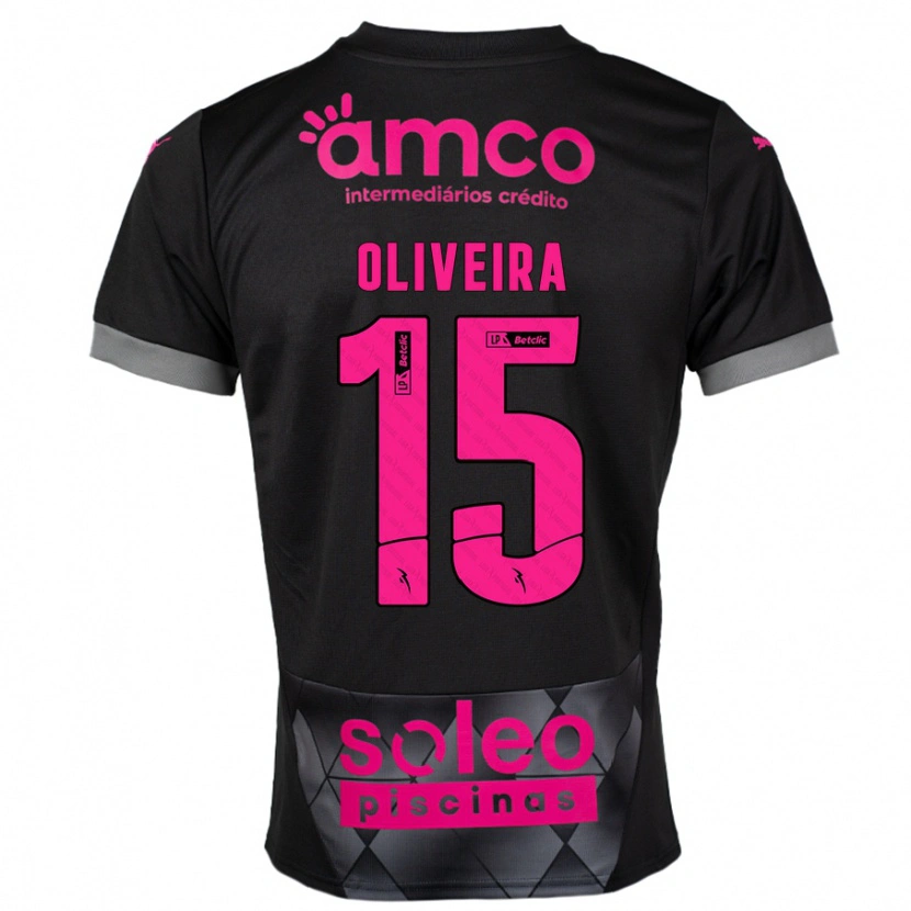 Danxen Enfant Maillot Paulo Oliveira #15 Noir Rose Tenues Extérieur 2024/25 T-Shirt