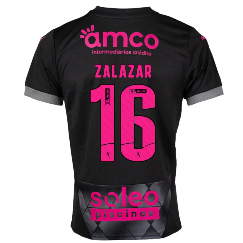 Danxen Enfant Maillot Rodrigo Zalazar #16 Noir Rose Tenues Extérieur 2024/25 T-Shirt