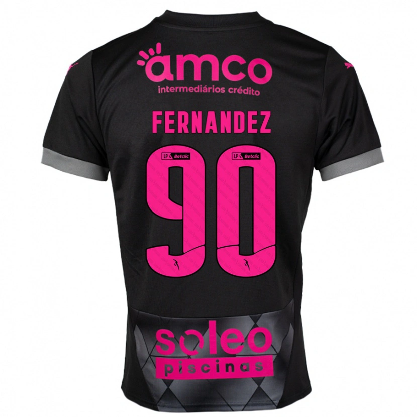 Danxen Enfant Maillot Roberto Fernández #90 Noir Rose Tenues Extérieur 2024/25 T-Shirt