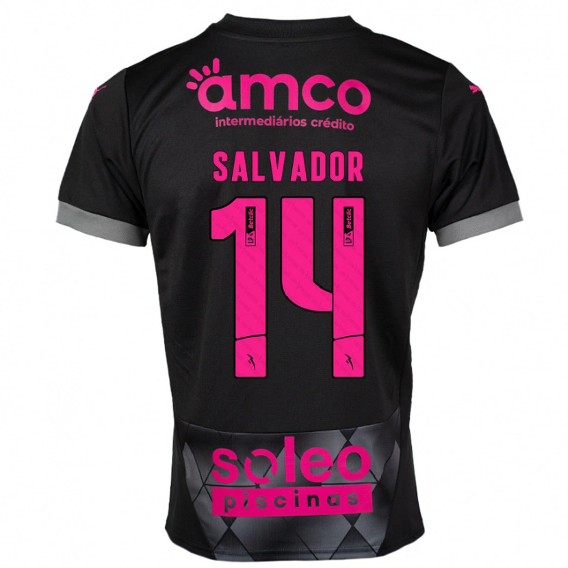 Danxen Enfant Maillot João Salvador #14 Noir Rose Tenues Extérieur 2024/25 T-Shirt