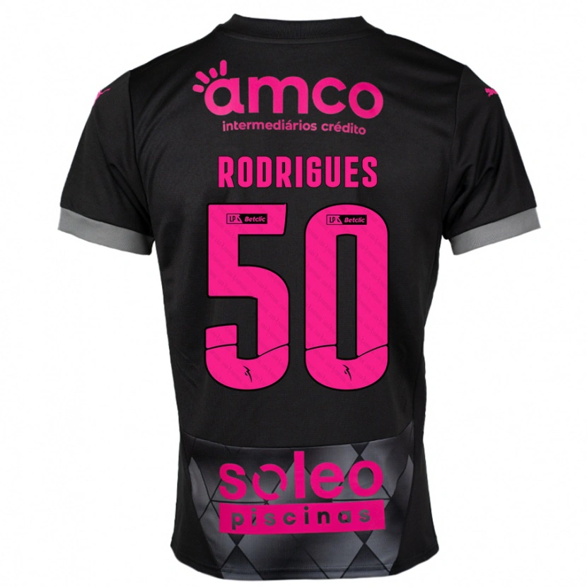 Danxen Enfant Maillot Diego Rodrigues #50 Noir Rose Tenues Extérieur 2024/25 T-Shirt