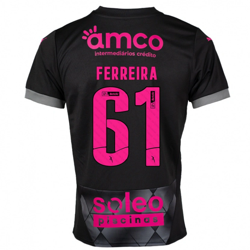 Danxen Enfant Maillot Tiago Ferreira #61 Noir Rose Tenues Extérieur 2024/25 T-Shirt